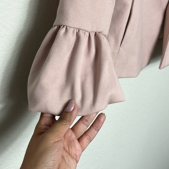 Zara Light Pink Blush Blazer Jacket Ruffle Cuff Double Button - Picture 6 of 8